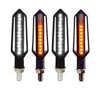 Qklyxr 24LED clignotant moto coulant frein jour lumière courante DRL relais arrêt Signal éclairage Témoin lumineux pour moto(4PCS White)