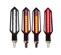 Qklyxr 24LED clignotant moto coulant frein jour lumière courante DRL relais arrêt Signal éclairage Témoin lumineux pour moto(2 Red 2 White)