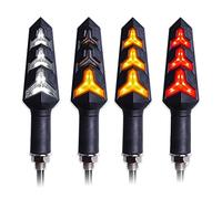Qklyxr Clignotants de moto, relais lumière intégré, clignotant, indicateur d'arrêt, coulante, pliable Témoin lumineux pour moto(2 Red 2 White)