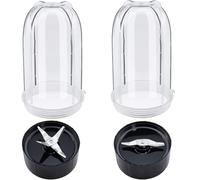 Qklyxr Lot de 2 tasses hautes de 16 oz avec combo de lames croisées et plates, compatibles avec, for Magic Bullet, mixeur-extracteur de jus 250 W MB-1001 Blender Blade