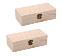 QKNOSM Lot de 2 boîtes en bois avec couvercle - 20 x 10 x 6 cm - Boîte à souvenirs en bois avec fermeture à rabat en métal - Boîte de rangement en bois - Boîte de rangement pour travaux manuels, boîte