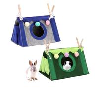 QKNOSM Lot de 2 lits pour cochons d'Inde, pliable, pour cochons d'Inde, lavable, pour lapins nains, hamsters, chinchilla, furet, vert et bleu