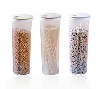 QKNOSM Lot de 3 boîtes de rangement hermétiques pour spaghetti, pâtes, céréales, boîtes de conservation, boîtes de conservation, céréales, boîtes de conservation pour collations, noix