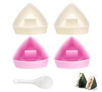 QKNOSM Lot de 4 moules à onigiri - Avec cuillère à riz - Bricolage - Triangle - Moule à sushi triangulaire - Moule à boulettes de riz - Moule à riz pour restaurant, cuisine familiale