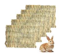 QKNOSM Lot de 5 tapis d'herbe tissé à la main pour lapins - Tapis d'herbe tissé à la main - Jouet à mâcher pour hamsters, cochons d'Inde, perroquets, furets