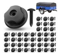 QKNOSM Lot de 50 boutons de bâche avec vis, pour remorque, mur, bâche, robuste, en plastique, crochets de fixation pour filets de remorque, accessoires de bâche de voiture