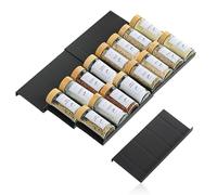 QKNOSM Lot de 6 étagères à épices - Tiroir à épices - Tiroirs - Insert de tiroir à épices - Système de rangement de cuisine - Tiroir à épices - Noir