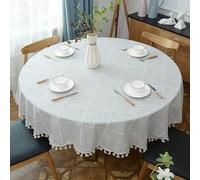 Qkoimpnrd Anti Tache Nappe Rectangulaire Nappes Coton et Lin Nappes en Sergé Simple Style à La Chaleur et à L'Humidité Gris 180cm de Diamètre Rond