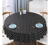 Qkoimpnrd Nappe Anti Tache Rectangulaire Toile Ciree PVC Résistant à l'usure pour Un Mariage Un Restaurant Une Fête Diamètre Rond Noir 180cm