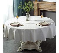 Qkoimpnrd Nappe Carree Impermeable pour Table Résistant à l'usure pour Table à Manger Picnic Party Un Diamètre Rond Blanc Argenté de 180cm
