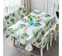 Qkoimpnrd Nappe Ciree Imperméable de Table Anti PVC Chaud Antitache Anti Taches Tissu Motif Vert Blanc 140 × 200cm