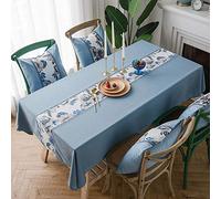 Qkoimpnrd Nappe Cirée Lavable Style Moderne Linge de Coton Anti Chaud Impermeable Jardin Toile Cirée Beständige Bleu 120 × 160cm