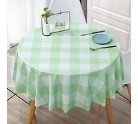 Qkoimpnrd Nappe Rectangulaire en Toile Cirée Anti PVC Chaud Nappes Infroissable Lavable Entretien Facile Résistant Diamètre Rond Blanc Vert 160cm