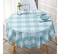 Qkoimpnrd Nappe Résistant Imperméable de Table Rectangulaire Anti PVC Chaud Nappe Anti Taches Tissu Motif Diamètre Rond Blanc Bleu 200cm