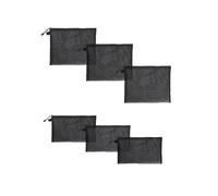 QkonkgnS Lot de 3 trousses de maquillage en maille noire en nylon avec fermeture éclair - 2 tailles (A5 x 3 pièces, A6 x 3 pièces), noir