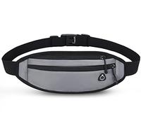 QKUDS Ceinture de Course pour Femmes Hommes Sac Bananes de Sport Sac Ceinture Banane Running Belt Etanche pour Un Téléphone Portable Jusqu’à 7'' (Gris)