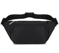 QKUDS Sac Banane Homme Imperméable Sacoche Banane et Sangle Réglable,Unisexe Grande Capacité Sac Banane pour Homme Femme Voyage Randonnée Pochette Ceinture (Noir)