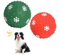 QKURT 2 Pièces Boule de Chien Grinçante,Jouets pour Chiens de Noël,Jouets à mâcher de Noël pour Chien,Jouets de Noël pour Chiens Qui couinent pour Chiots,Petits et Moyens Chiens