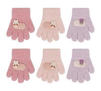 QKURT 3 paires de gants chauds pour tout-petits, gants thermiques doux et magiques, mitaines élastiques, mitaines d'hiver doublées en polaire épaisse pour une chaleur quotidienne, 1-3 ans