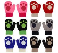 QKURT 6 Paires Gants d'enfants Mitaines Extensibles,Mitaines Magiques Bébé,Mitaines tricotées d'hiver pour 2~5 Ans bébé Filles garçons école Jouant
