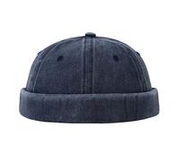 QKURT Casquette Docker pour Homme, Casquette Docker Rétro Casquette de Marin Ouvrier Chapeau sans Bord, Bonnet de Pêcheur sans Bord d'Été, Calotte Réglable