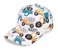 QKURT Chapeau de Soleil pour Enfants, Casquette de Baseball, Chapeau Bob d'Été, Casquette de Plage de Protection Solaire avec Joli Motif d'Excavatrice pour Garçons de 3 à 8 Ans