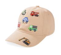 QKURT Chapeau de Soleil pour Enfants, Chapeau Seau d'Été, Casquette de Plage de Protection Solaire, Casquette de Baseball avec Motif de Voiture Mignon pour Garçons de 3 à 8 Ans