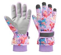 QKURT Gant de Neige et Ski pour Enfants - Thermique Coupe-Vent d'Hiver, Mitaine de Sports de Plein Air Antidérapante avec Poignet Côtelé Tricoté - Pour Filles et Garçons de 2 à 9 Ans