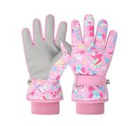 QKURT Gant de Neige et Ski pour Enfants - Thermique Coupe-Vent d'Hiver, Mitaine de Sports de Plein Air Antidérapante avec Poignet Côtelé Tricoté - Pour Filles et Garçons de 2 à 9 Ans