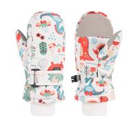 QKURT Gants d'hiver pour Enfants, Gants Chauds pour la Saison Froide avec Motif Dinosaure, moufles de Cyclisme et de Course, Gants Thermiques Coupe-Vent pour garçons et Filles de 2 à 6 Ans