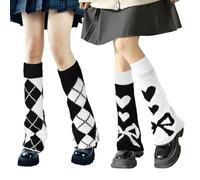 QKURT Leg Warmers, 2 Paires de Longs Jambiers d'Hiver Tricotés pour Femmes, Y2k Jambières Thermiques d'Hiver Tricotées, Filles Crochet Knee Boots Ankle Warmers for 80s