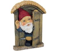 QL4281 Garden Gnome Statue-Knothole Welcome Gnomes-Gnome Tree Gate-Fairy Garden-Gnome Village