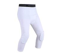 Qlans Hommes Collants Pantalon de Compression Pantalon de Basket-Ball avec genouillères Pantalon rembourré