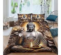 QLasic Bouddha 3D Housse De Motif Parure De Couette avec Taies D'oreillers,Sets De Housse Couette en Microfibre,Convient Aux Familles (King（220x240cm）)