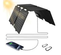 QLAYA Chargeur solaire portable 30 W, panneau solaire pliable avec haute efficacité, panneau solaire d'extérieur ultra léger pour camping, randonnée, camping-car, compatible avec la plupart des