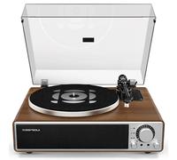 Qlearsoul One-Q Platine Vinyle Tout-en-Un avec Haut-parleurs, Bluetooth 5.4 | Cellule AT-3600L, préampli phono intégré, 4 haut-parleurs large bande, contrepoids réglable, 33/45 tours, arrêt automatique