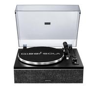 Qlearsoul One-S Platine Vinyle avec Haut-parleurs DSP, Bluetooth in/Out | Cellule AT-3600L, préampli phono intégré, système 4 haut-parleurs, AUX, 33/45 tours, arrêt automatique, design bois