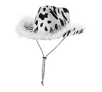 QLECXZI Chapeau de cowboy chic à motif vache noir et blanc. Un accessoire | sensation lors de toute soirée déguisée, fête rassemblement de cowgirls/cowboys. Affirmez votre style et votre