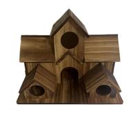QLECXZI Nichoir en Bois pour Oiseaux d'extérieur, 3 Trous, idéal pour Les merles Bleus et Les pinsons, la Parade Nuptiale et la décoration de cafés et Autres lieux. Nichoir