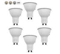 QLEE Gu10 Led Bulbs Spot 3cct Sélectionnable 50w Réflecteur non dimmable équivalent 60° Angle de faisceau 2 broches Gu10 Base 5w 600lm pour éclairage encastré sur rail à LED, paquet de 6
