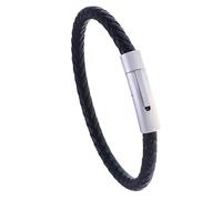 QLEQMZTV Bracelet en Cuir pour Hommes, Bracelet en Cuir À Tissage Torsadé Unique Bracelet Tressé À La Main Bracelet Vintage Punk Charmant Bijoux pour Hommes Femmes Noir 22,5 Cm