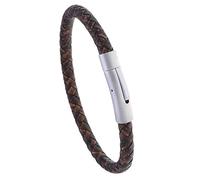 QLEQMZTV Bracelet En Cuir Pour Hommes, Bracelet En Cuir À Tissage Torsadé Unique Bracelet Tressé À La Main Bracelet Vintage Punk Charmant Bijoux Pour Hommes Femmes Marron 22,5 Cm