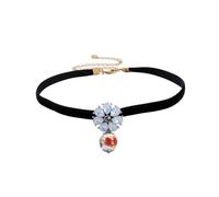 QLEUIFT 1 pcs Bijoux d'Edelweiss Fantaisie Bijoux de Dirndl Bavarois Collier d'Edelweiss Strass avec Fleurs d'opale, Pendentif en céramique Peinte, pour Fête de Bière Traditionnelle