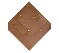 QLEUIFT 1 pcs Boho Layered Brillant Strass Étoile Collier Gouttelettes d'eau Cristal Amour Pendentif Collier Ras du Cou Chaîne en Or Multi-Couches Collier Bijoux pour Femmes Filles