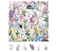 QLEUIFT Autocollants Orchidées Transparentes, 50pcs Stickers Fleurs Orchidées, Scrapbooking Autocollants Plante Florale, pour Journal, Cartes, Ordinateur, Album, Artisanat et Décoration DIY