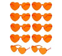 QLEUIFT Lot de 10 lunettes de soleil surdimensionnées en forme de cœur multicolores sans monture pour femme, Accessoires photo, accessoires de fête à la plage, Aperol Orange Light