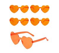QLEUIFT Lot de 5 lunettes de soleil surdimensionnées en forme de cœur multicolores sans monture pour femme, Accessoires photo, accessoires de fête à la plage, Aperol Orange Light