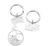 QLEUIFT Porte-clés Chat Câlin Partenaire Puzzle Pendentif Couple Cadeau Amitié Ange Gardien Porte-clés Argent Gris Unisexes-Adultes Couples, Friends Adultes