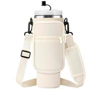 QLEUIFT Tasse pour Stanley Cup Accessoires, Compatible avec 40oz 30oz Thermos Cup, Accessoires Cup Porte, Bouteille d'eau Tote Bag avec Sangle réglable, Blanc cassé