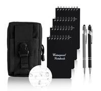 QLFJ-FurDec 4PCS Carnets Étanches Spirale, 1 Pochette Molle et 2 Stylo Gel Métalliques, Carnet de Notes A7 Pocket Rite in the Rain, Imperméables Carnet de Poche Carnet de Combat Notebook 3 x 5 Pouces